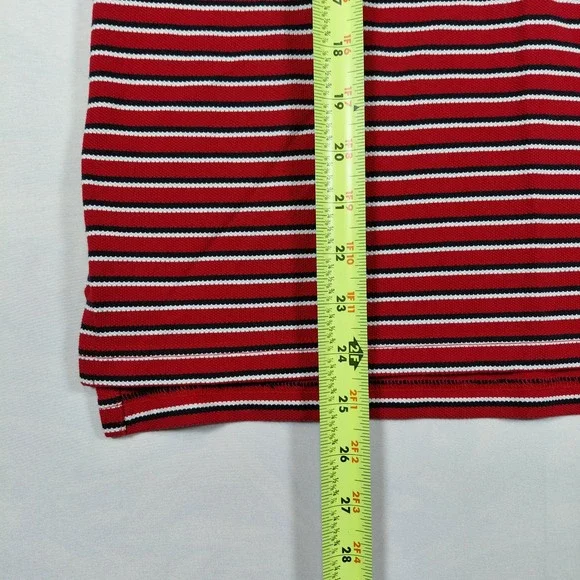 Brooks Brothers Mens Large Red White Blue Striped Performance Knit Polo Shirt - Picture 8 of 10
